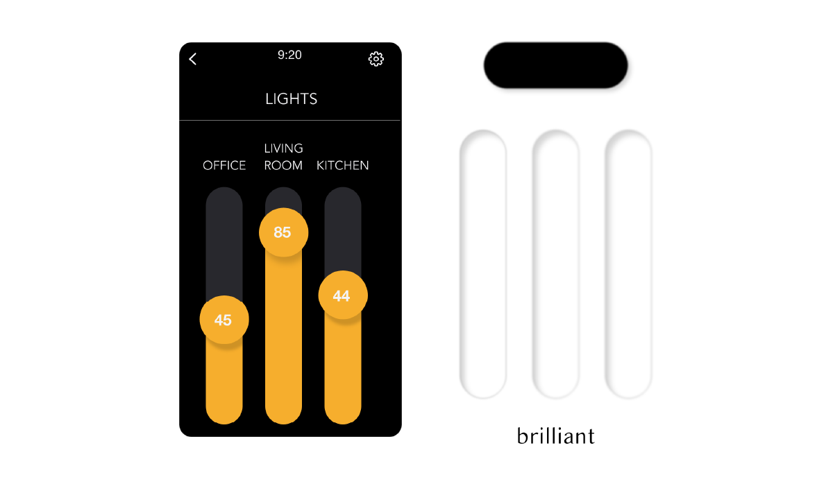 Illustration of all the light setting with all bedrooms and the levels displayed on smart home design interface